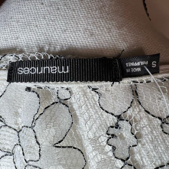 NWT Maurices White Chiffon Drape Front Blouse Lace Back Long Sleeve Size Small - Picture 4 of 9